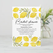 レモンズオリーブ枝イエロー素朴ブライダルシャワー 招待状 (スタンド正面)