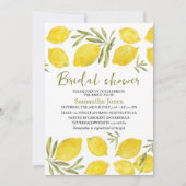 レモンズオリーブ枝イエロー素朴ブライダルシャワー 招待状 (正面)