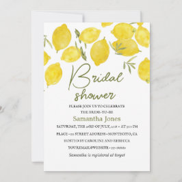 レモンズオリーブ枝イエロー素朴ブライダルシャワー 招待状