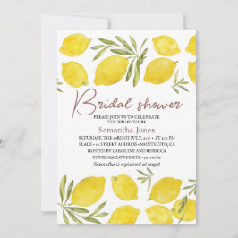 レモンズオリーブ枝イエロー素朴ブライダルシャワー 招待状