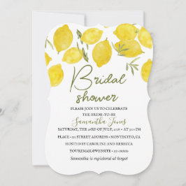 レモンズオリーブ枝イエロー素朴ブライダルシャワー 招待状