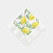 レモンズオンつる植物デザイン紙 縁ありカクテルナプキン (角)