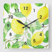 レモンズオンつる植物ファームハウスデザインシトラステーマ スクエア壁時計 (正面)