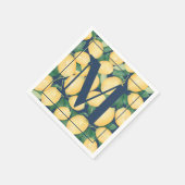 レモンズオンネイビーブルーモノグラム スタンダードカクテルナプキン (角)