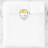 レモンズグリーンリーウォーターカラー差出人住所ラベル ラウンドシール (バッグ)