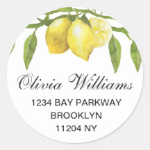 レモンズグリーンリーウォーターカラー差出人住所ラベル