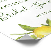 レモンズグリーンリーブロッサムブライダルシャワーサイン ポスター (角)