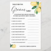 レモンズグルーマーが言ったブライダルシャワーゲームカード チラシ (正面)