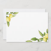 レモンズシックグリーンリーウォーターカラーブライダルシャワー 招待状 (裏面)