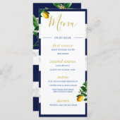 レモンズネイビーホワイトマーブルサマーモノグラム メニュー (正面/裏面)