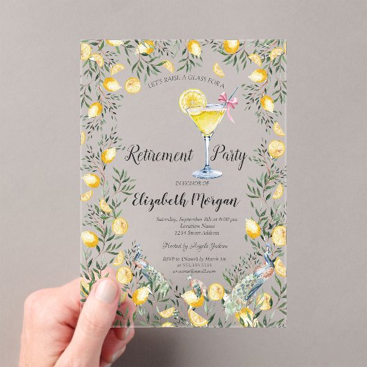 レモンズピーコックカクテルリタイアメント アクリル招待状 (インサイチュ (ポータブル))