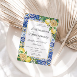 レモンズフローラブルー結婚タイル50周年 招待状
