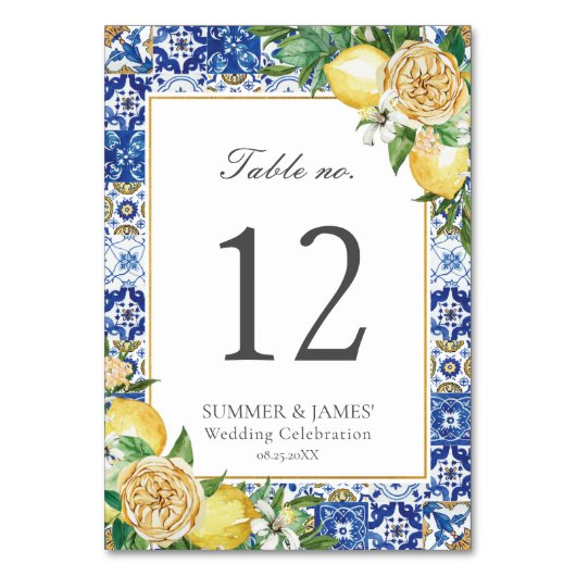 レモンズフローラ結婚グリーンリーのブライダルベビーシャワー テーブルナンバー (正面)