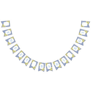 レモンズブルーイタリアンホワイトスウィート男の赤ちゃんシャワー バンティングフラッグ