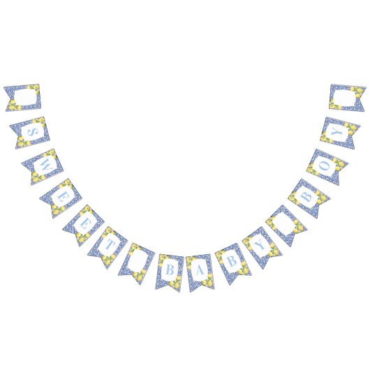 レモンズブルーイタリアンホワイトスウィート男の赤ちゃんシャワー バンティングフラッグ (全)