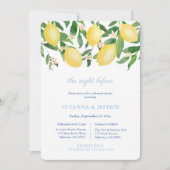 レモンズブルーホワイトタイル結婚ズリハーサルディナー 招待状 (正面)