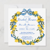 レモンズブルーボウリボンイタリアンブライダルシャワー 招待状 (正面)