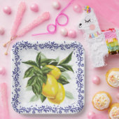 レモンズブルー王室のトイレフィリグリー ペーパープレート (パーティー)