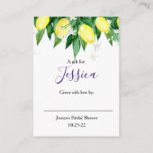 レモンズブロッサムグリーナリーギフトブライダルシャワー エンクロージャーカード (裏面)