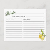 レモンズブロッサムグリーナリーブライダルシャワーレシピカード ポストカード (裏面)