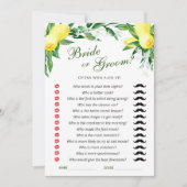 レモンズブロッサムグリーンブライダルシャワーゲームカード 招待状 (正面)