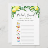 レモンズブロッサムグリーンブライダルシャワーゲームカード 招待状 (正面)