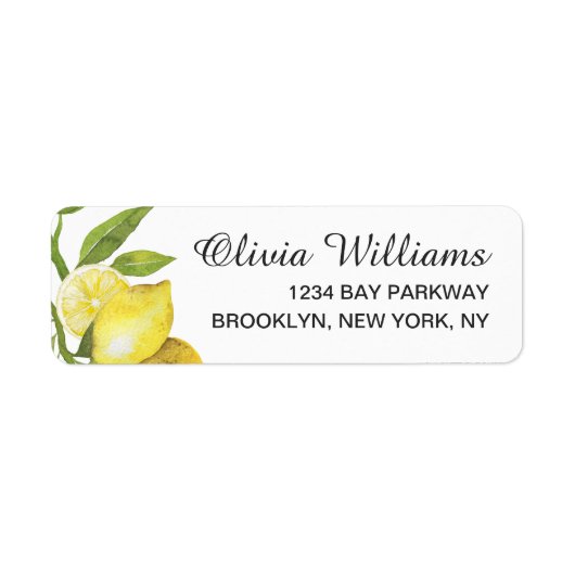 レモンズブロッサムグリーンライウォーターカラー差出人住所 ラベル (正面)