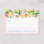 レモンズポジターノピンクディスプレイベビーシャワー エンクロージャーカード (裏面)