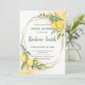 レモンズユーカリプトゥスイエローフラワーズブライダルシャワー 招待状 (スタンド正面)