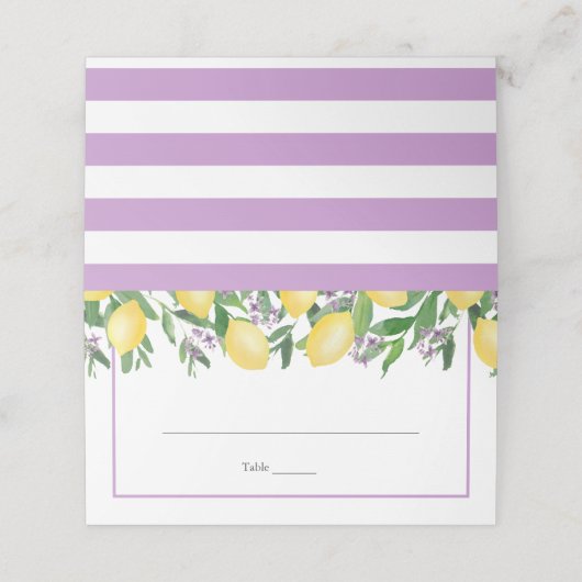 レモンズラベンダーイエローウェディングパーティー座席表 プレイスカード (外部開封)