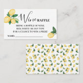 レモンズワインラッフルチケットカードブライダルシャワー プレイスカード (正面/裏面)