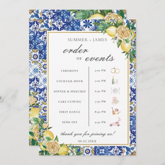 レモンズ結婚グリーンリーのイベント歓迎 プログラム (正面/裏面)