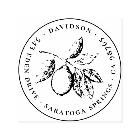 レモンズ葉シックボタニカルラウンド差出人住所 セルフインキングスタンプ (デザイン)