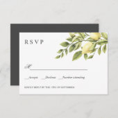 レモンズ葉ズグレイ結婚シッククラシックズRSVP 出欠カード (正面/裏面)