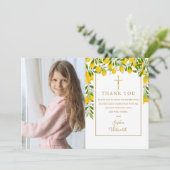 レモンズ·ブロッサム·グリーンリー初の聖なる聖餐式写真 サンキューカード (スタンド正面)