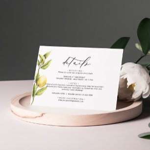 レモンソレントAmalfi書道結婚の詳細 エンクロージャーカード