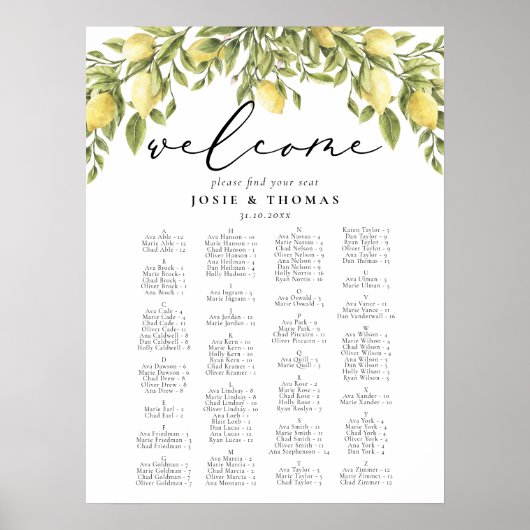 レモンソレ地中海のント結婚のシーティングプラン ポスター (正面)