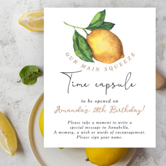 レモンタイムカプセル1歳男女兼用誕生日 ポスター