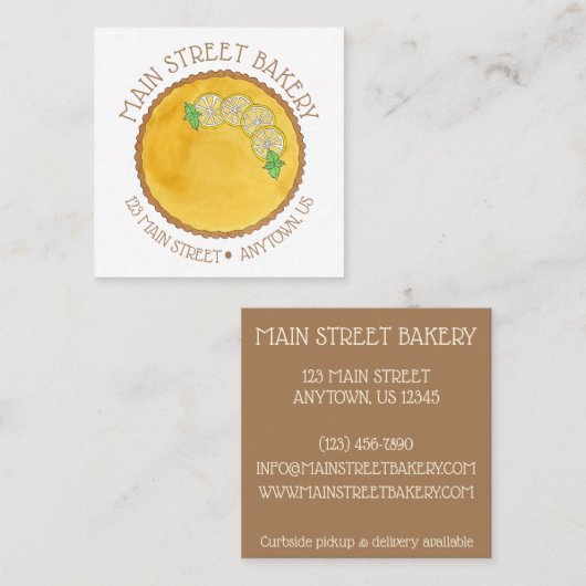 レモンタルトタルテオユトロンパイベーキングベーカリーシェフ スクエア名刺 (正面/裏面)