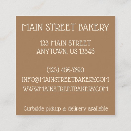 レモンタルトタルテオユトロンパイベーキングベーカリーシェフ スクエア名刺 (裏面)