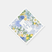 レモンタ地中海のイルブルーとイエローフローラ スタンダードカクテルナプキン (角)
