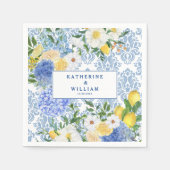 レモンタ地中海のイルブルーとイエローフローラ スタンダードカクテルナプキン (正面)