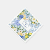 レモンタ地中海のイルブルーとイエローフローラ スタンダードカクテルナプキン (角)
