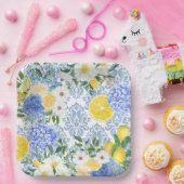 レモンタ地中海のイルブルーとイエローフローラ ペーパープレート (パーティー)