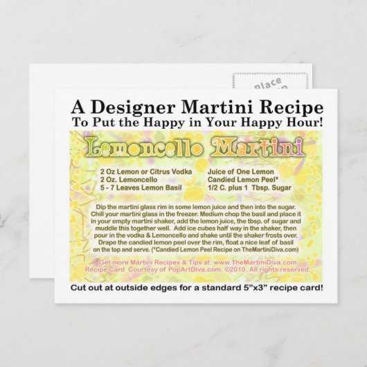 レモンチェロマルティーニレシピはがき ポストカード (正面/裏面)