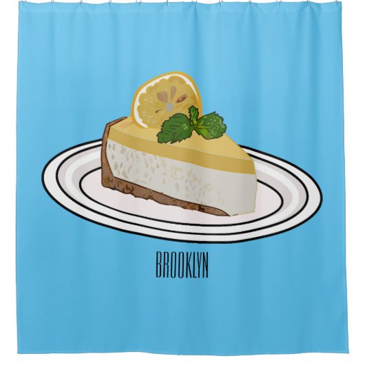 レモンチーズケーキ漫画イラストレーション シャワーカーテン (正面)