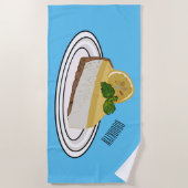 レモンチーズケーキ漫画イラストレーション ビーチタオル (正面)