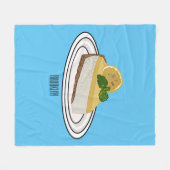 レモンチーズケーキ漫画イラストレーション フリースブランケット (正面(横))