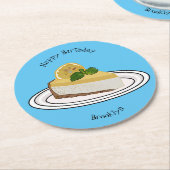 レモンチーズケーキ漫画イラストレーション ラウンドペーパーコースター (アングル)