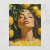 レモンツリーで太陽の光を楽しむ女性 ポストカード (正面)